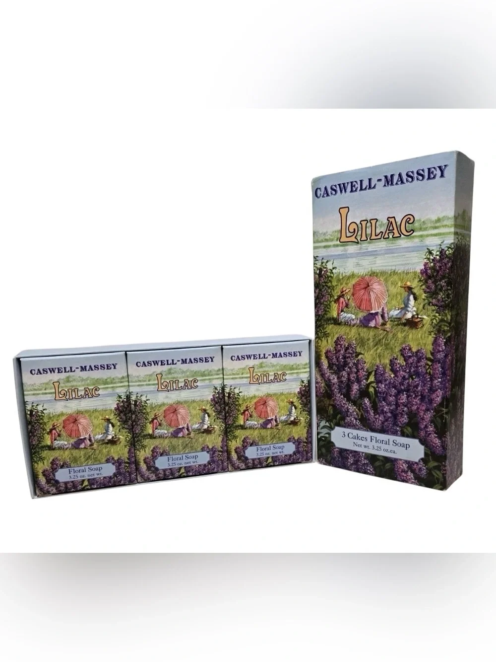 Caswell-Massey Lilac Floral Soap - set of 3 bars - Vintage and Discontinued